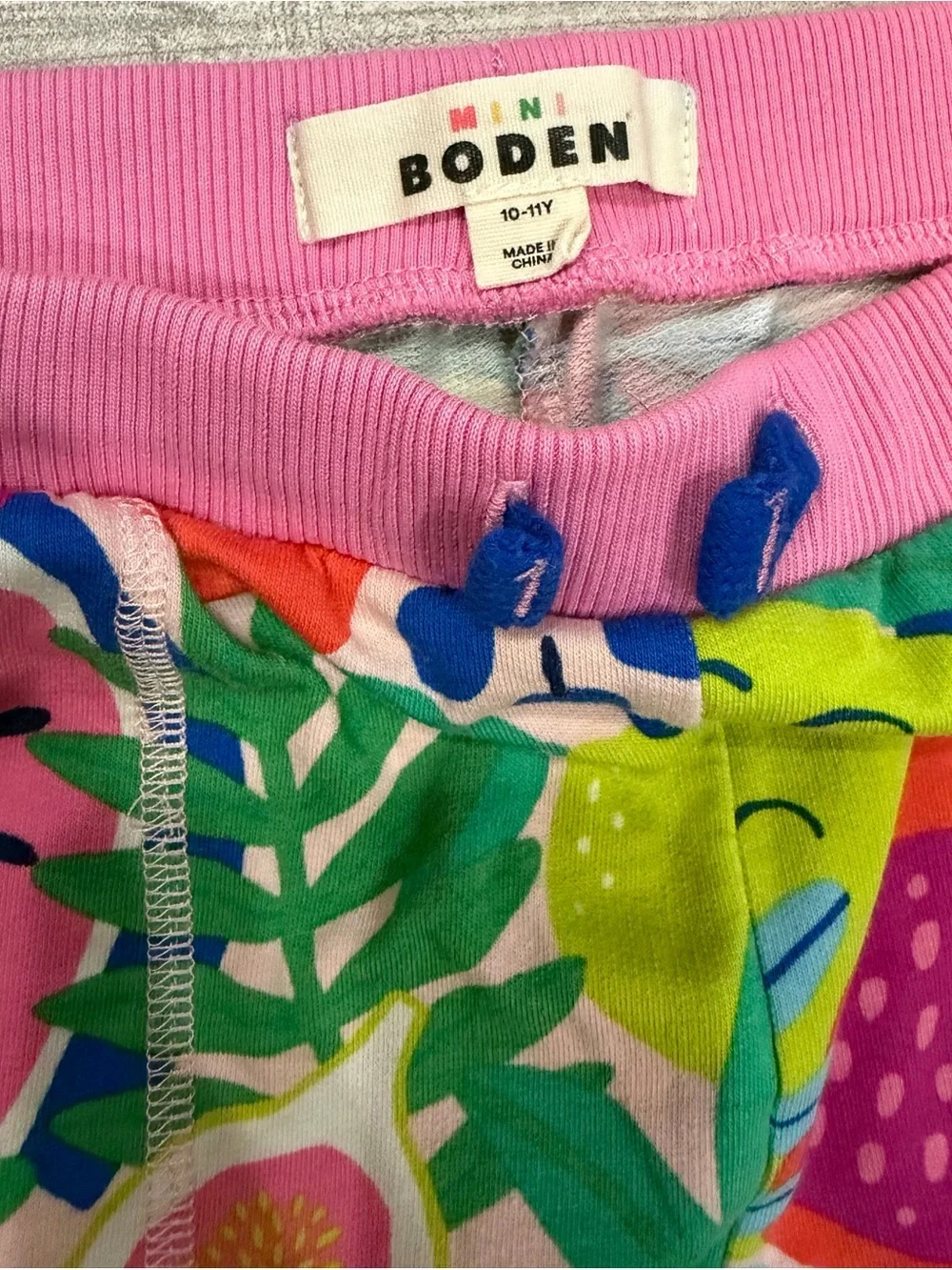 Mini Boden Navy One-Piece Swimsuit Rainbow Back straps and matching fruit shorts